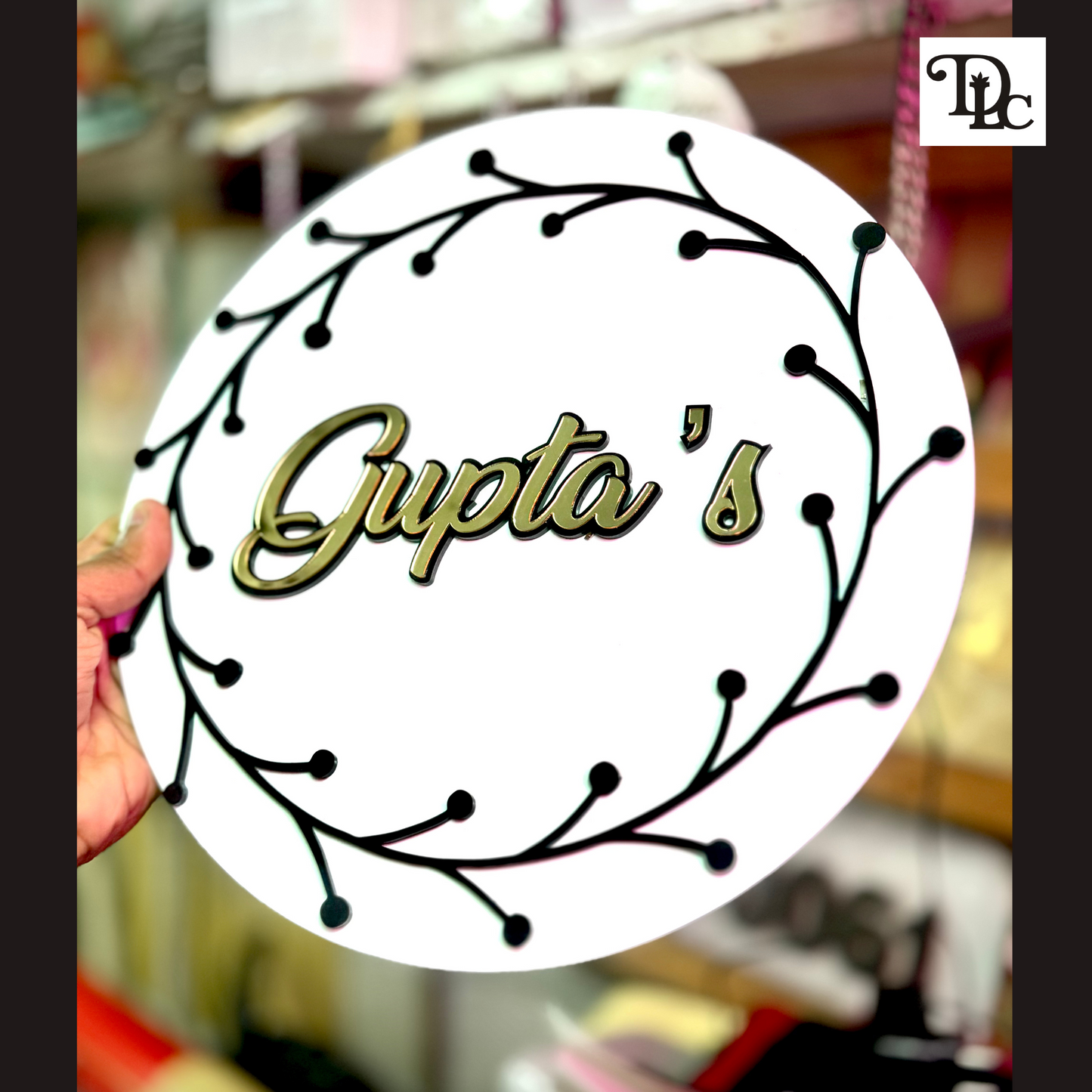 DLC - Customized Acrylic House Name Plate with Golden Letters.