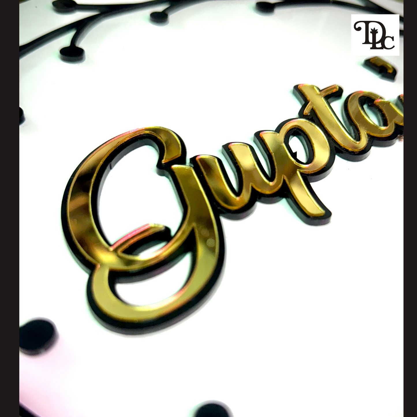 DLC - Customized Acrylic House Name Plate with Golden Letters.