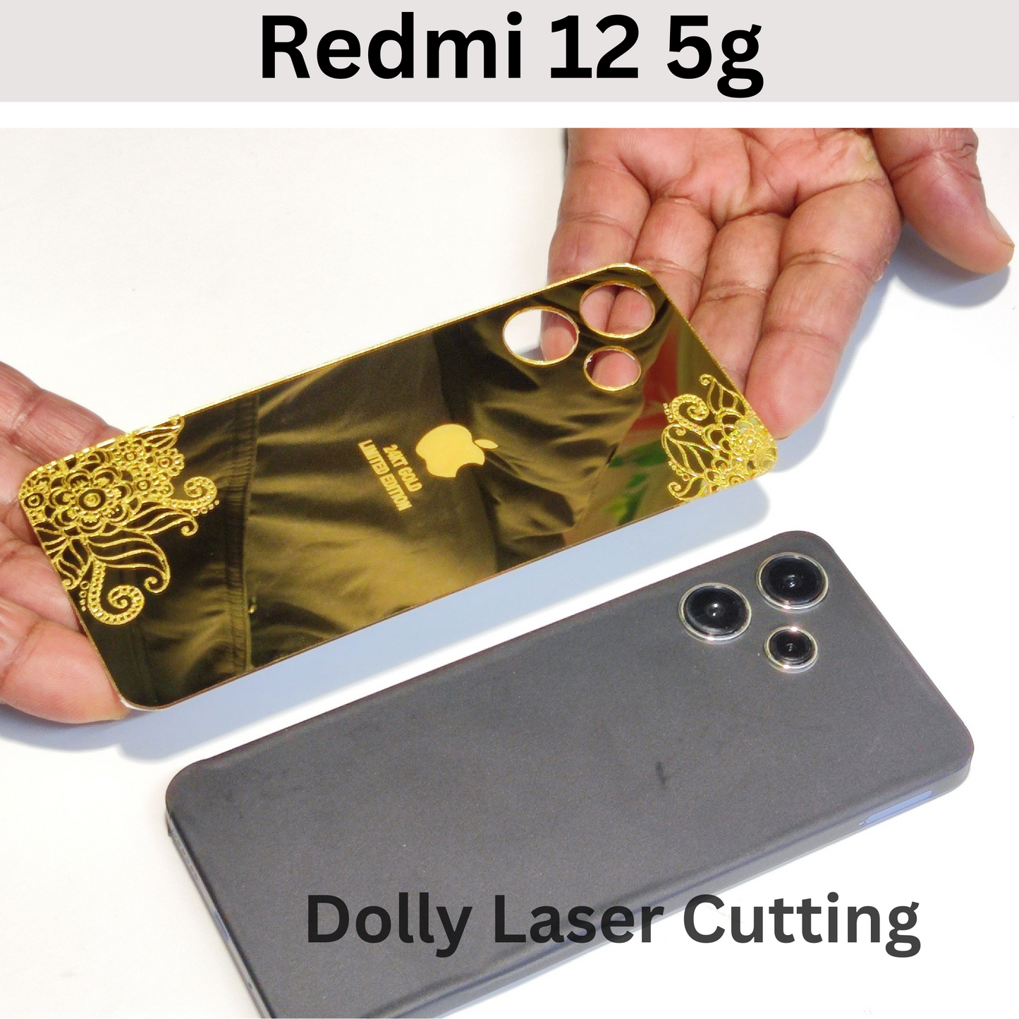 Redmi 12 5g IP Floral Gold Color Back Panel.