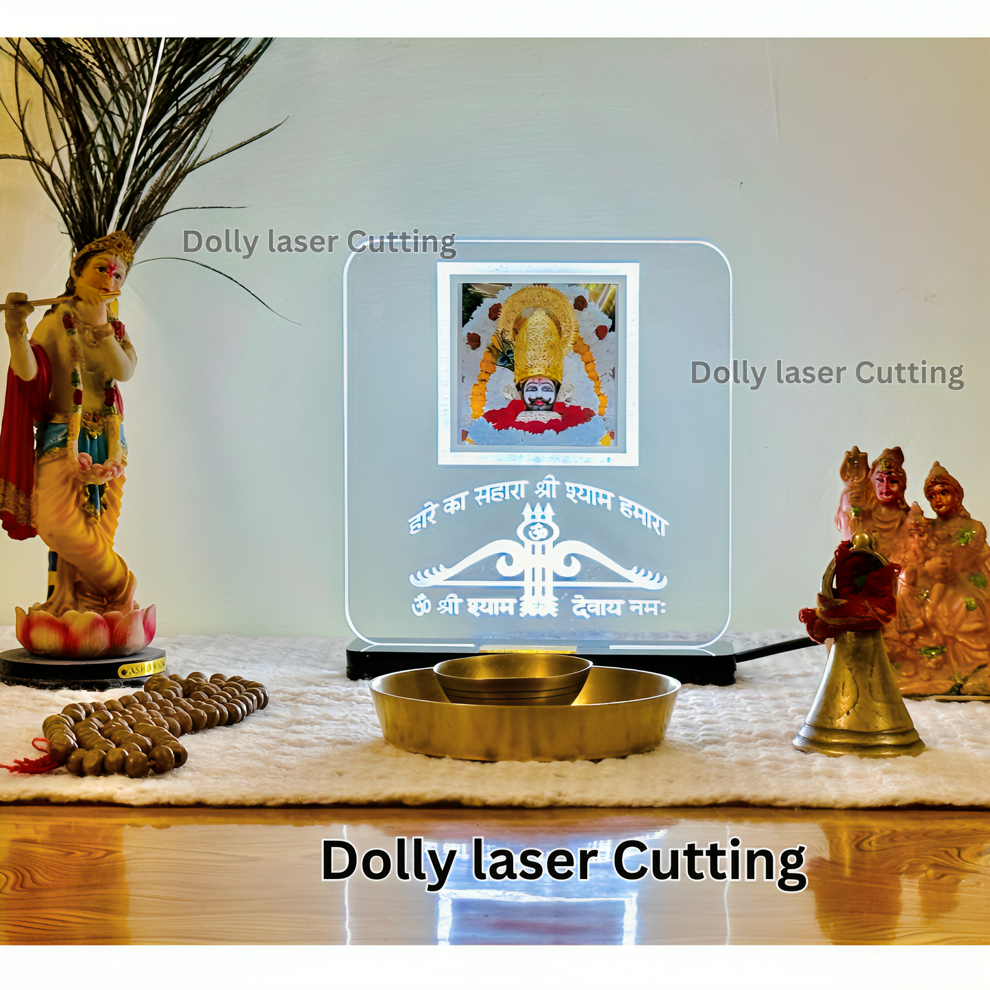 Khatu Shyam Ji Idol LED Light Glow Frame & Shubh Deepawali Bandhanwaar
