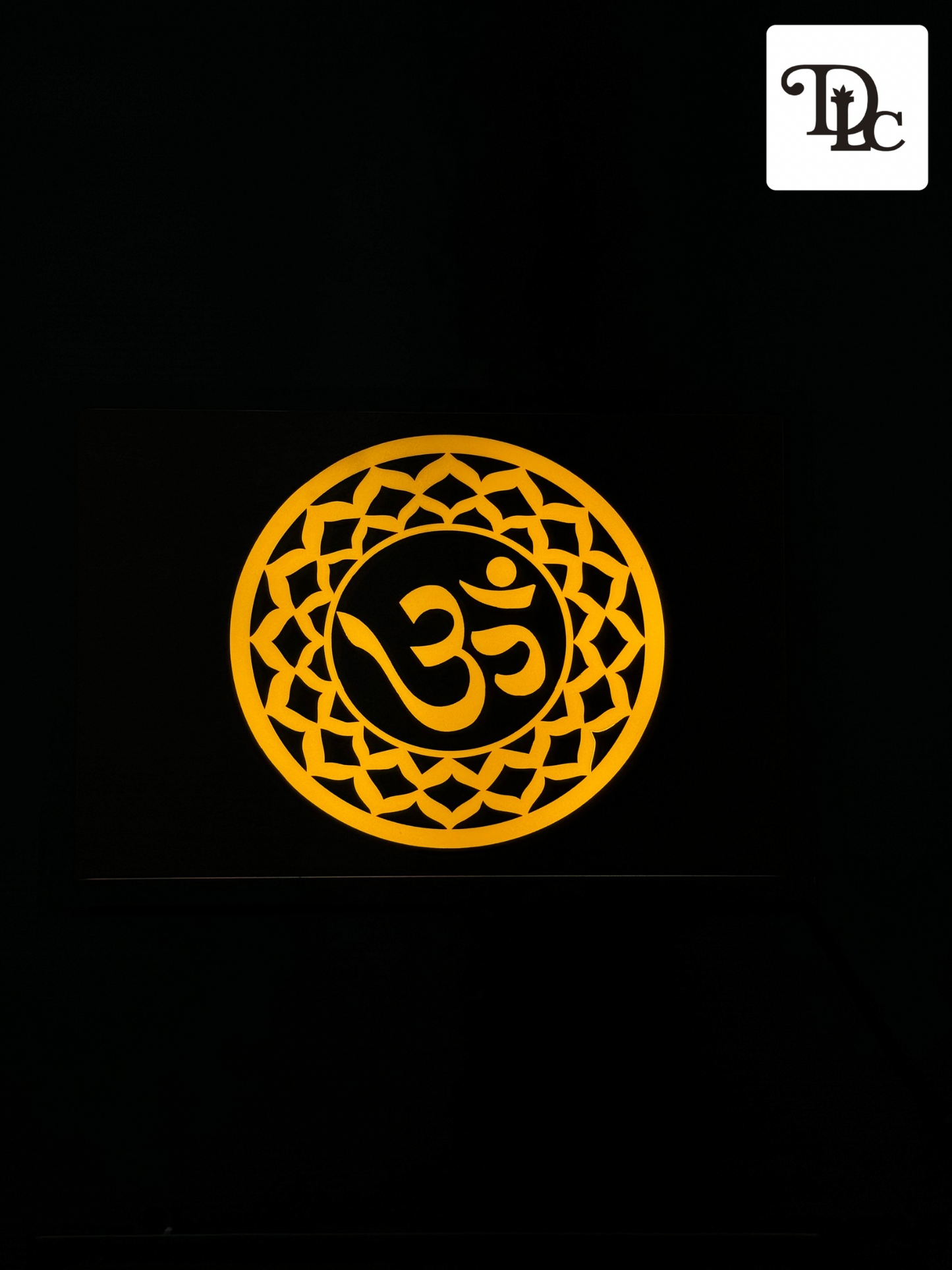 DLC - Illuminated Om Symbol Wall Art with Intricate Mandala Design