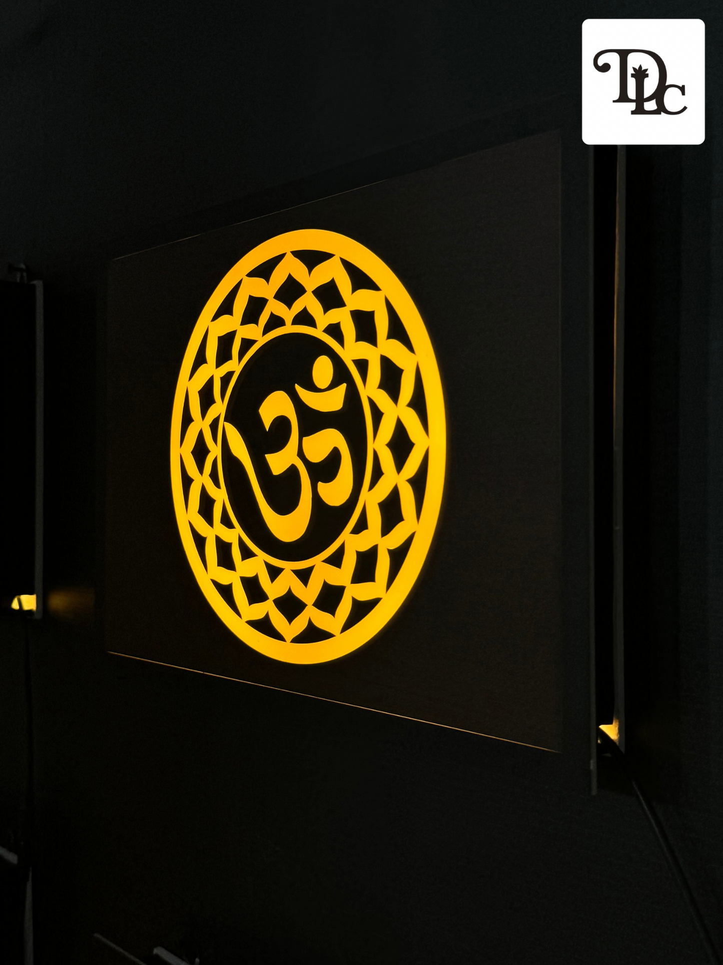 DLC - Illuminated Om Symbol Wall Art with Intricate Mandala Design