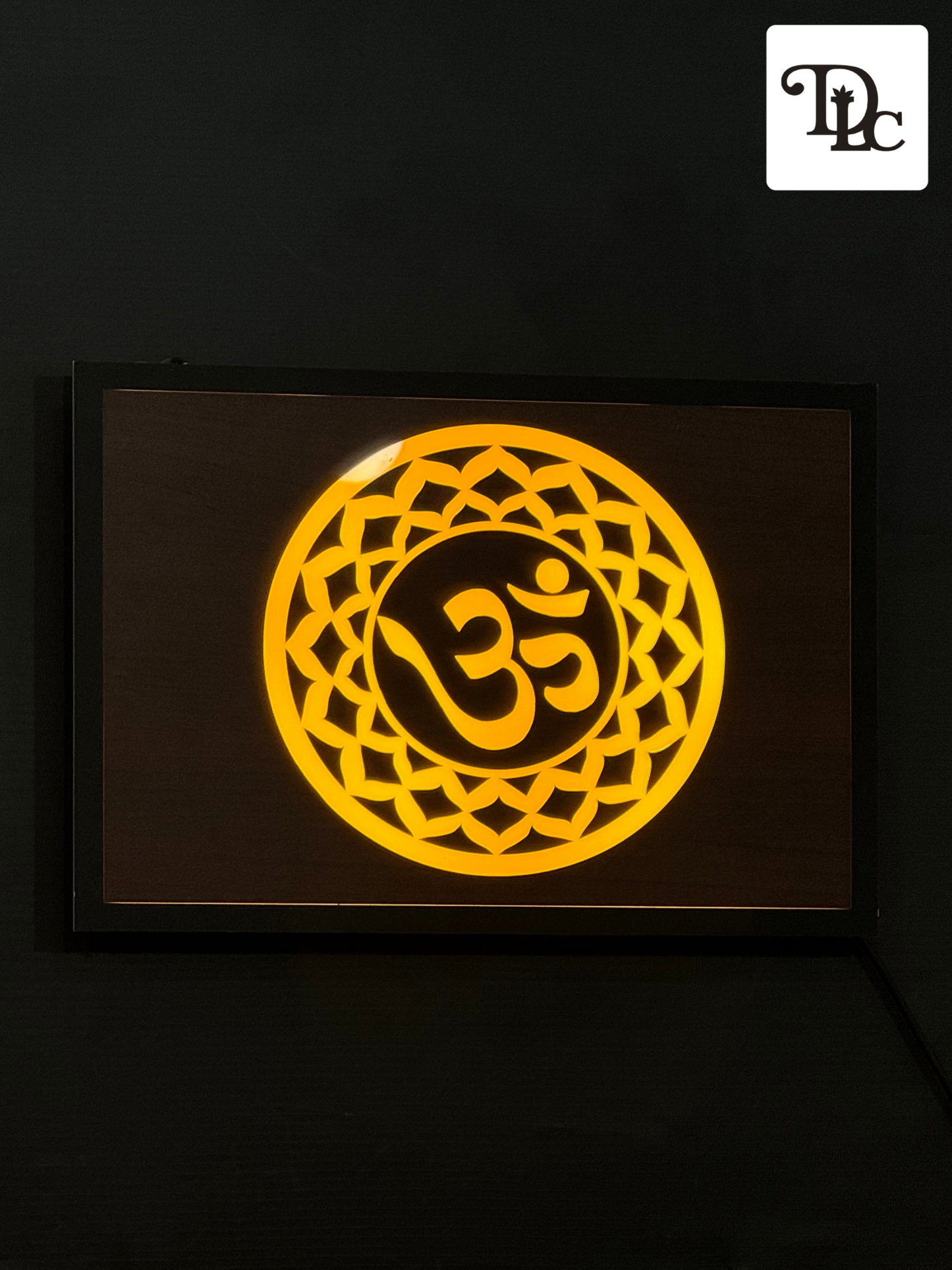 DLC - Illuminated Om Symbol Wall Art with Intricate Mandala Design