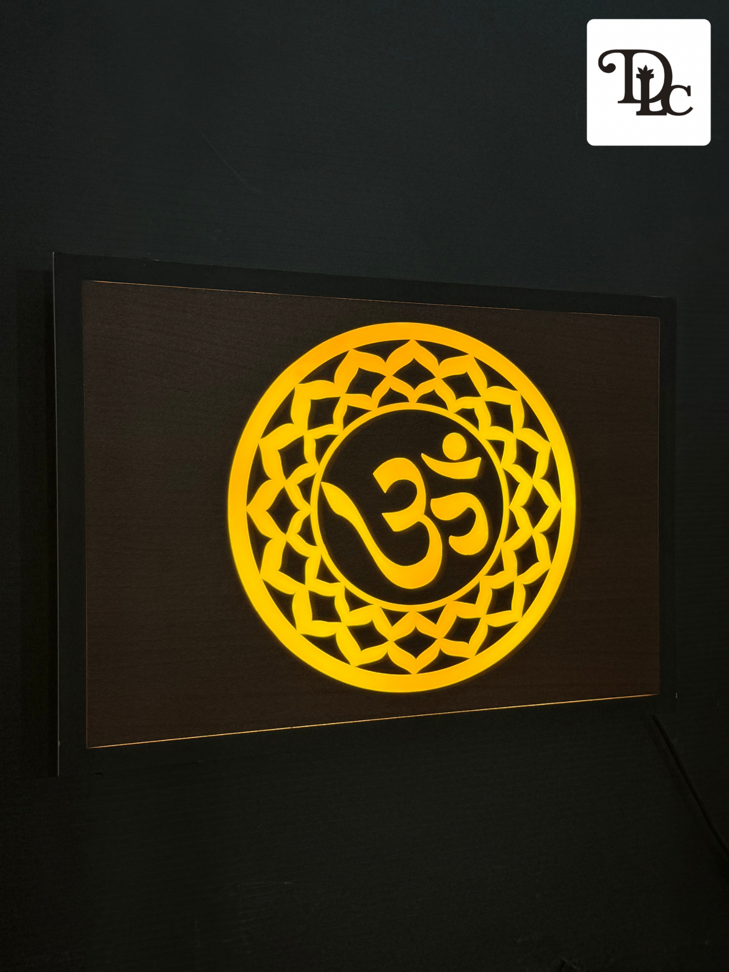 DLC - Illuminated Om Symbol Wall Art with Intricate Mandala Design
