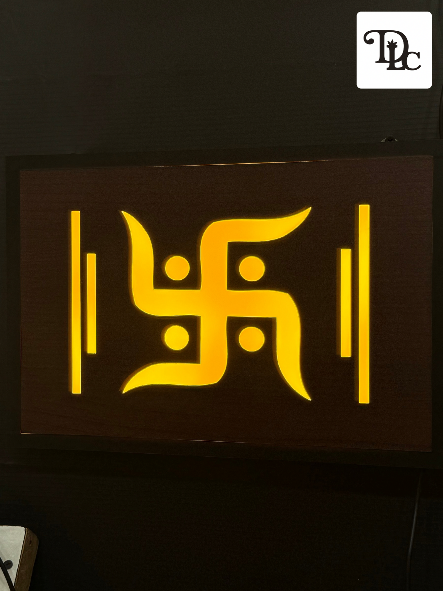 DLC - Illuminated Swastik Symbol Wall Art with Modern Design