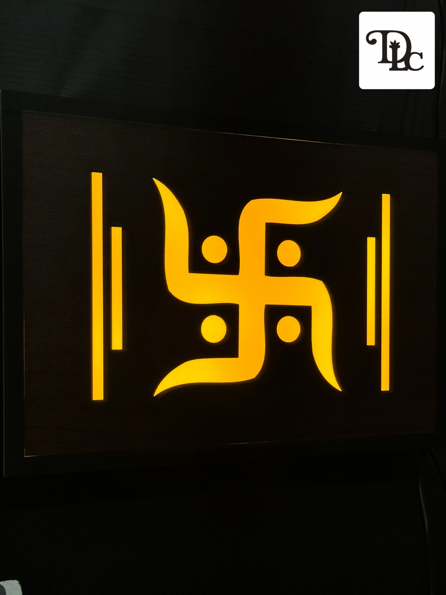 DLC - Illuminated Swastik Symbol Wall Art with Modern Design