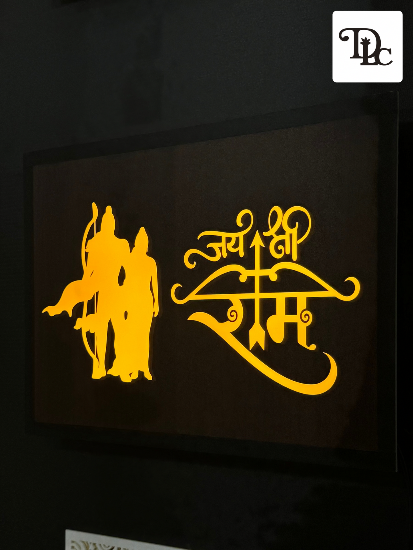 DLC - Illuminated Jai Shri Ram Wall Art