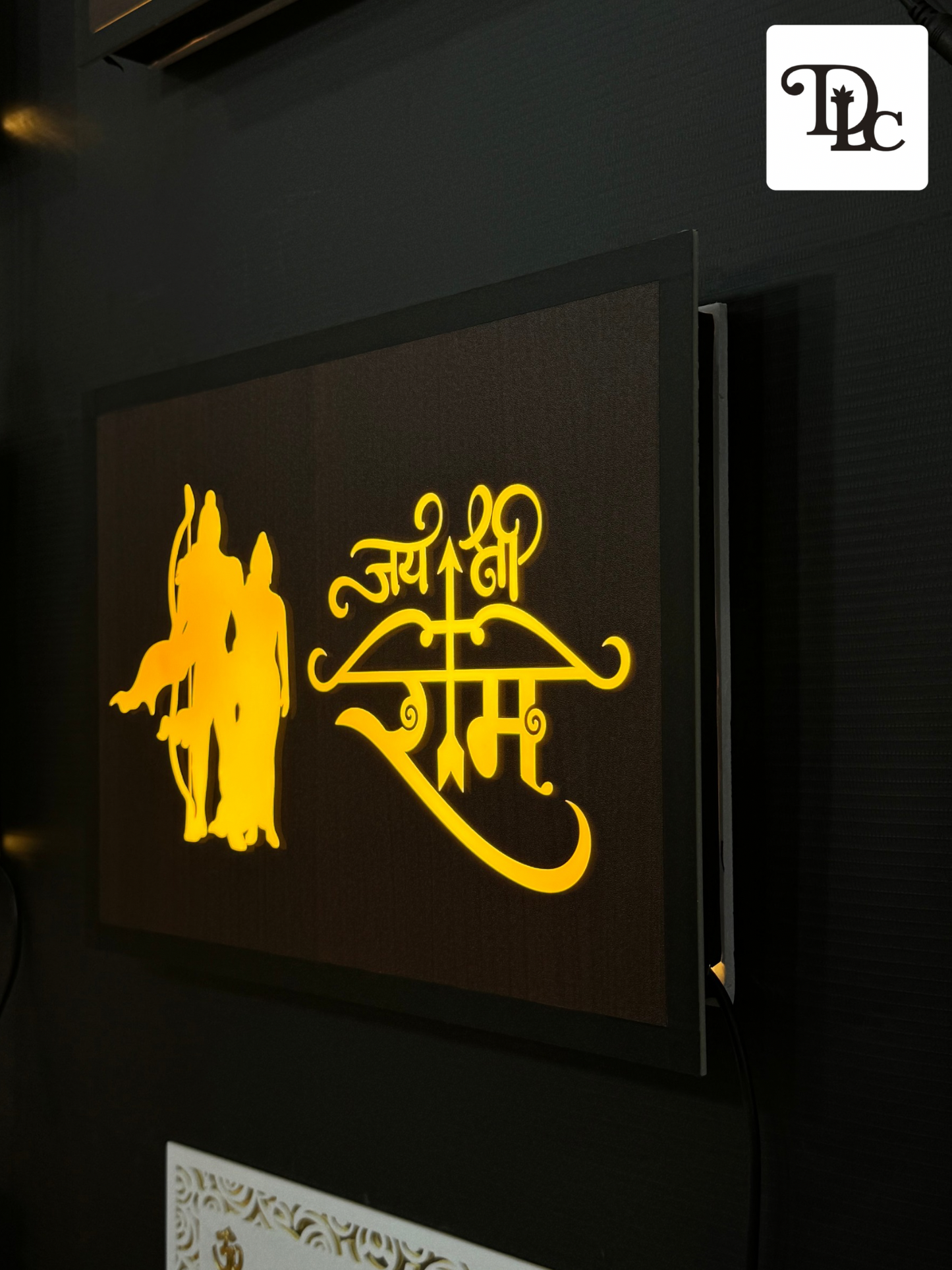 DLC - Illuminated Jai Shri Ram Wall Art