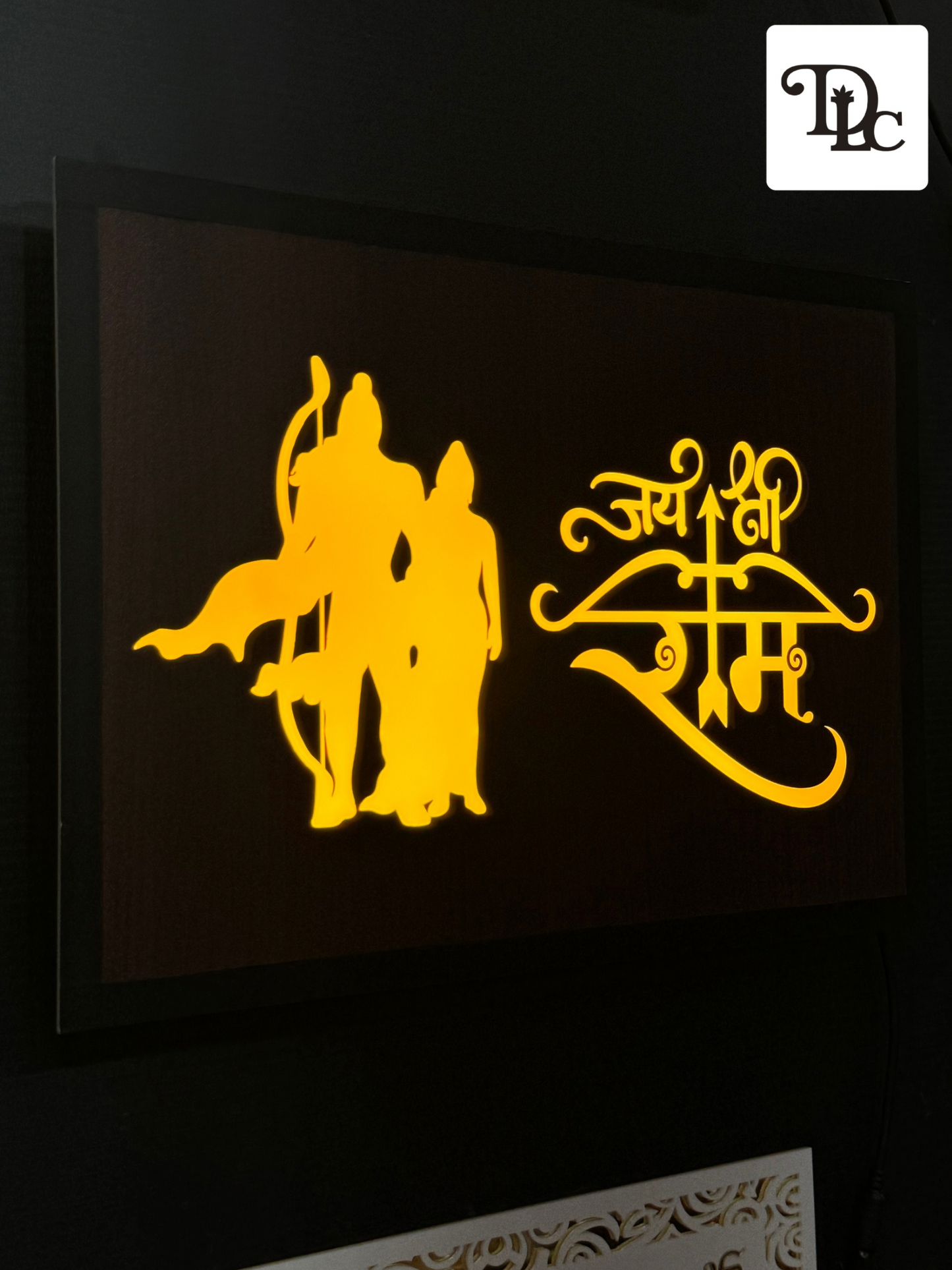 DLC - Illuminated Jai Shri Ram Wall Art