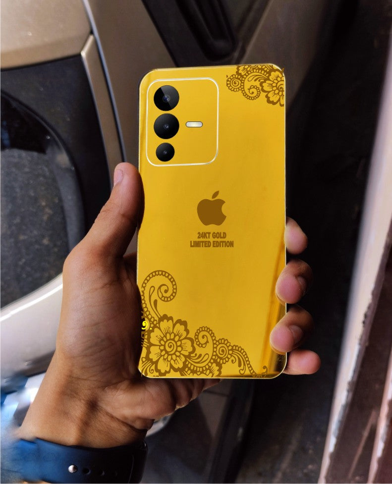Vivo V23 I Phone Style Design Golden Back Glass