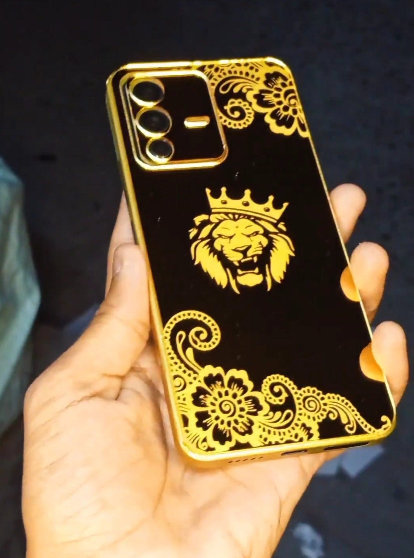 Vivo V23 Small Lion Logo Golden Back Glass