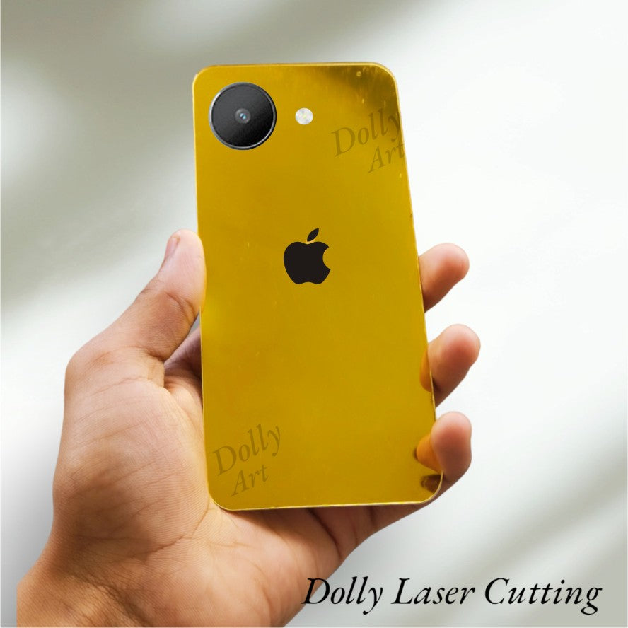 Realme c30 Black Apple Design Golden Back Glass
