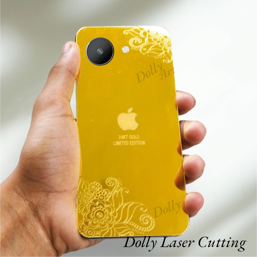 Realme c30 I.P Floral Design Golden Back Glass