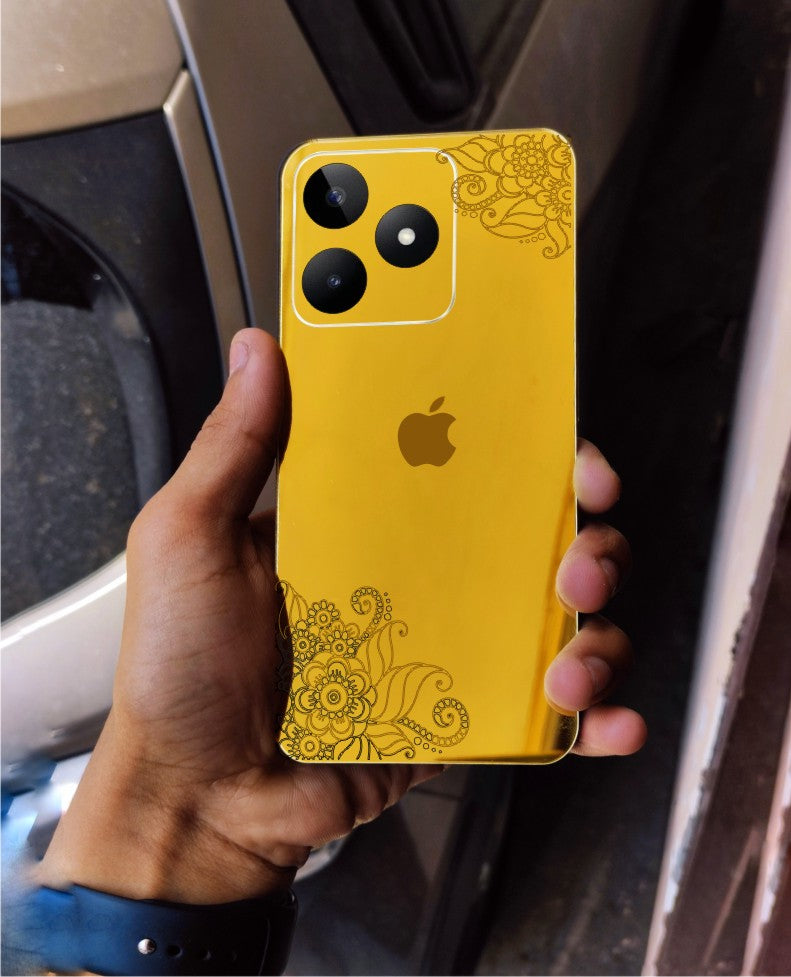 Realme Narzo N53 I.P Floral Logo Golden Back Glass