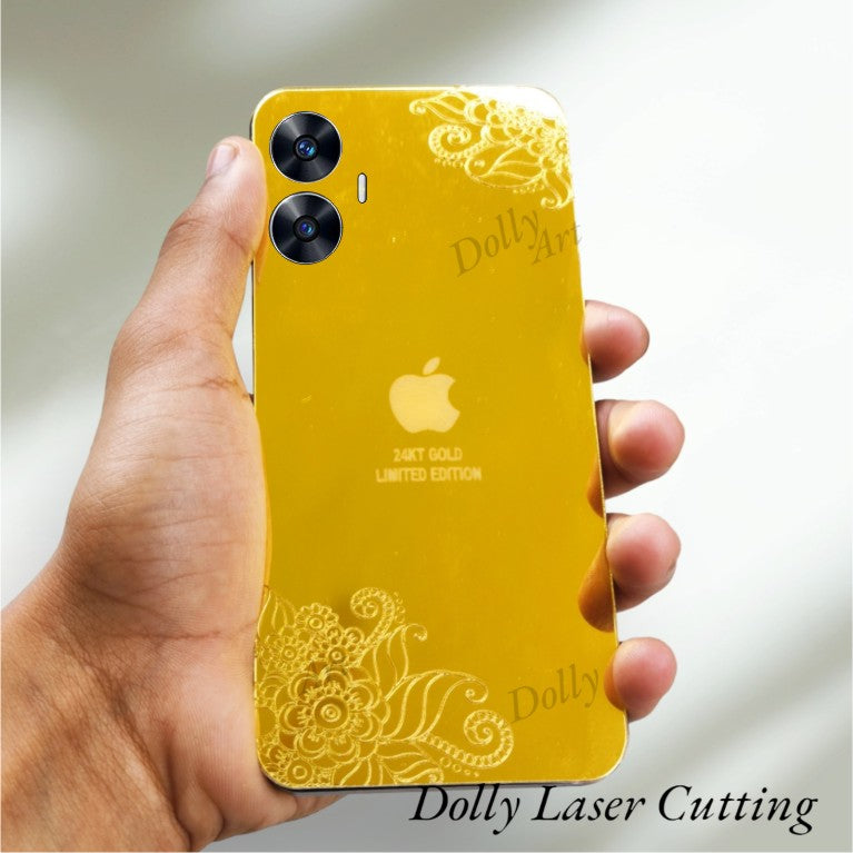Realme C55 I.P Floral Design Golden Back Glass