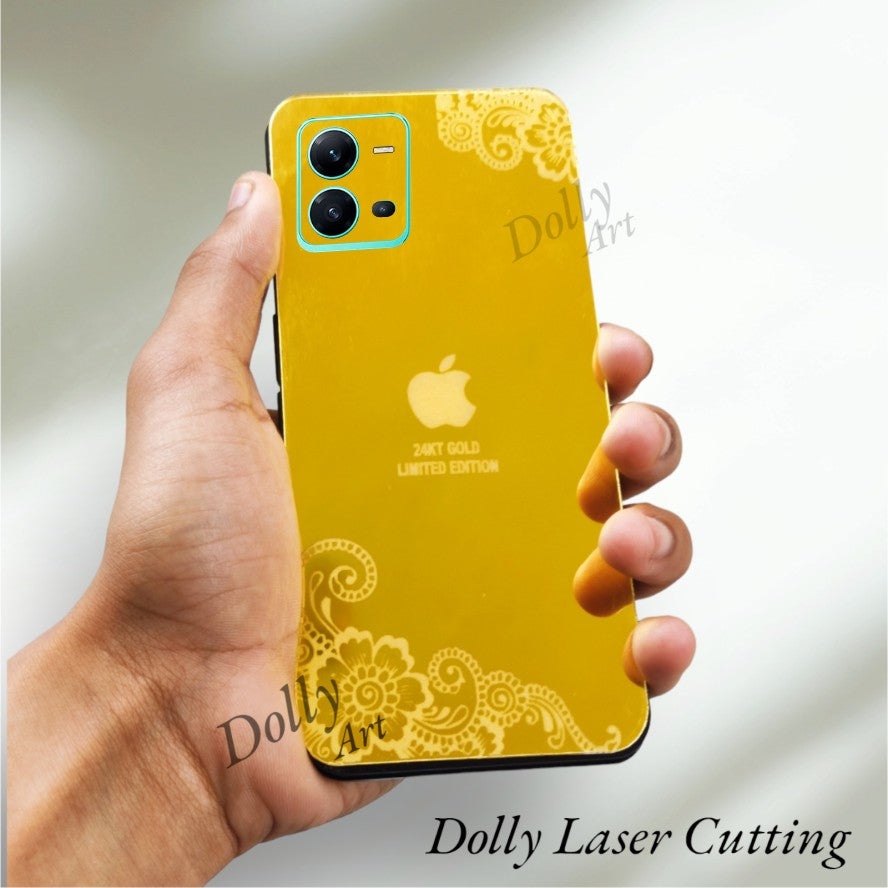 Vivo V25 I Phone Style Design Golden Back Glass