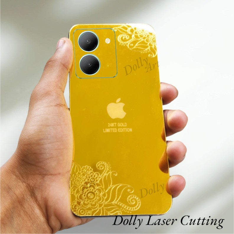 Vivo Y36 I.P Floral Design Golden Back Glass