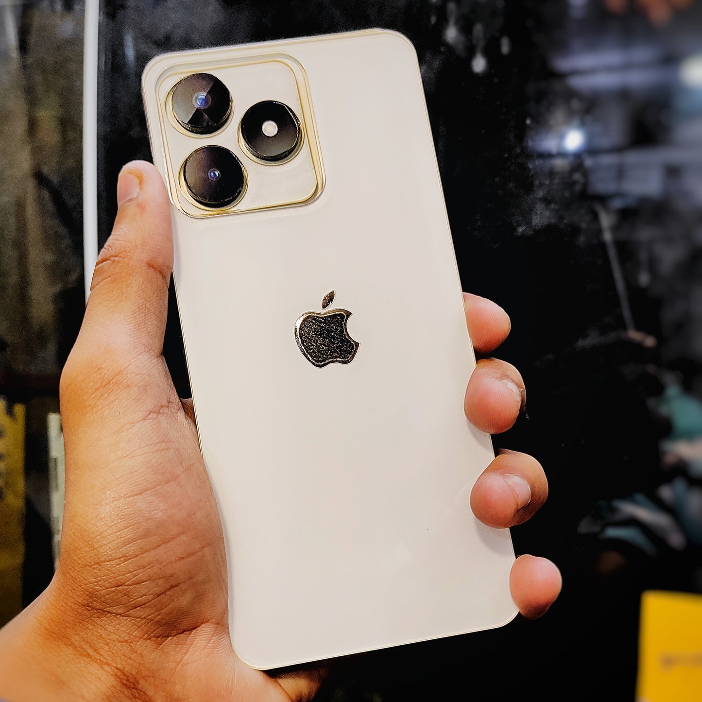 Realme Narzo N 53 / Realme C 53 Silver Apple Logo White Back Guard.