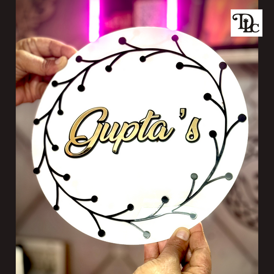 DLC - Customized Acrylic House Name Plate with Golden Letters.