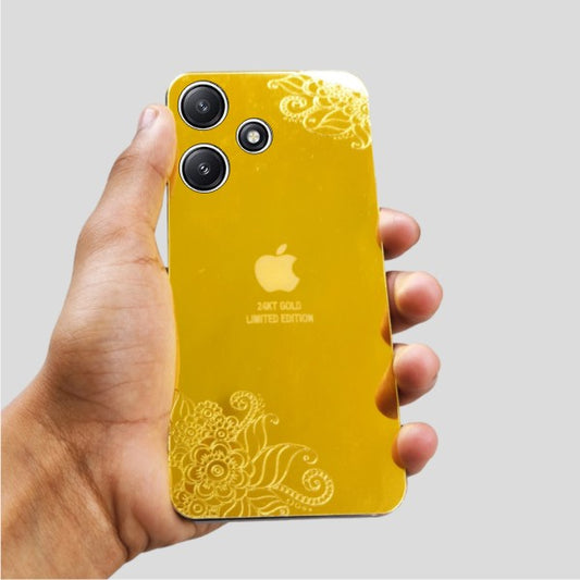 Redmi 12 5g I.p Floral Style Logo Golden Back Panel.