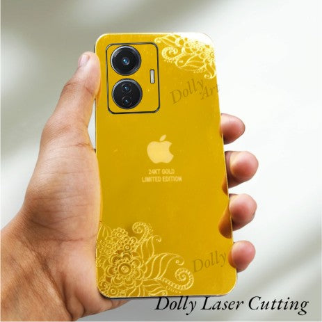 Vivo T1 44W I Phone Floral Logo Golden Back Panel.