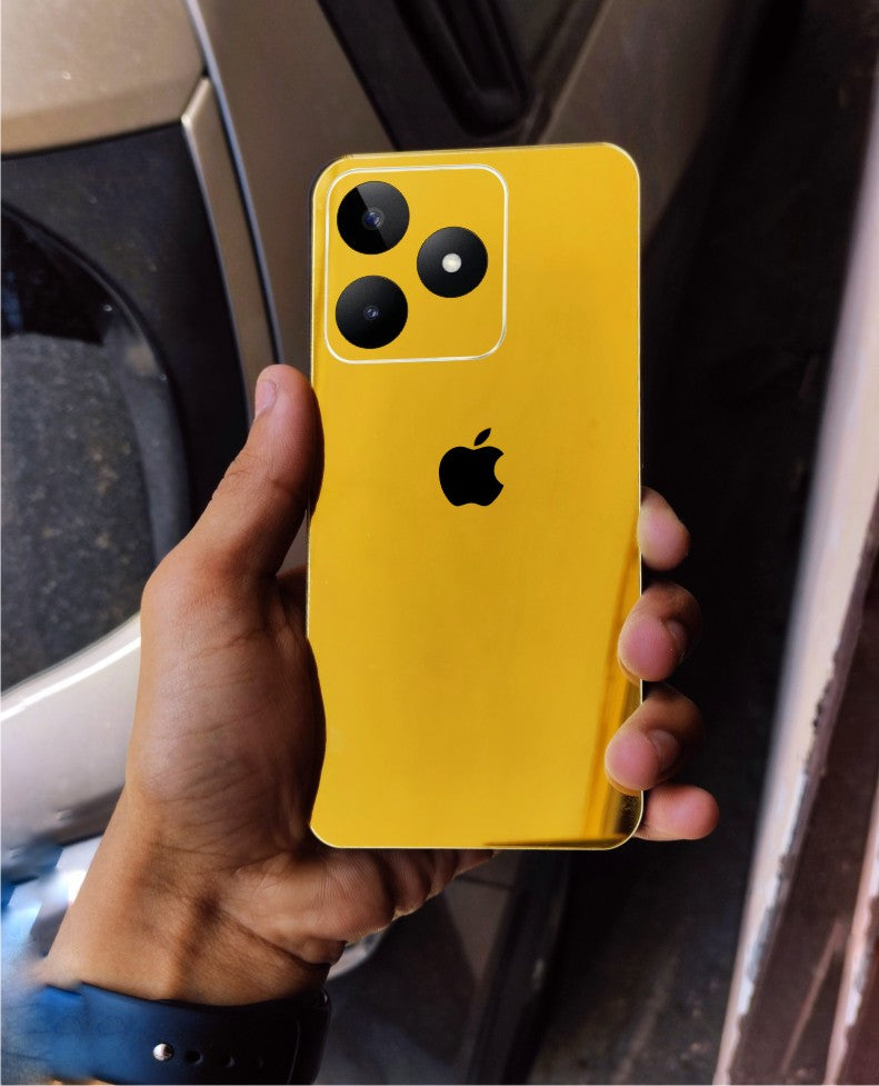 Realme C53 Black Apple Logo Golden Back Glass.