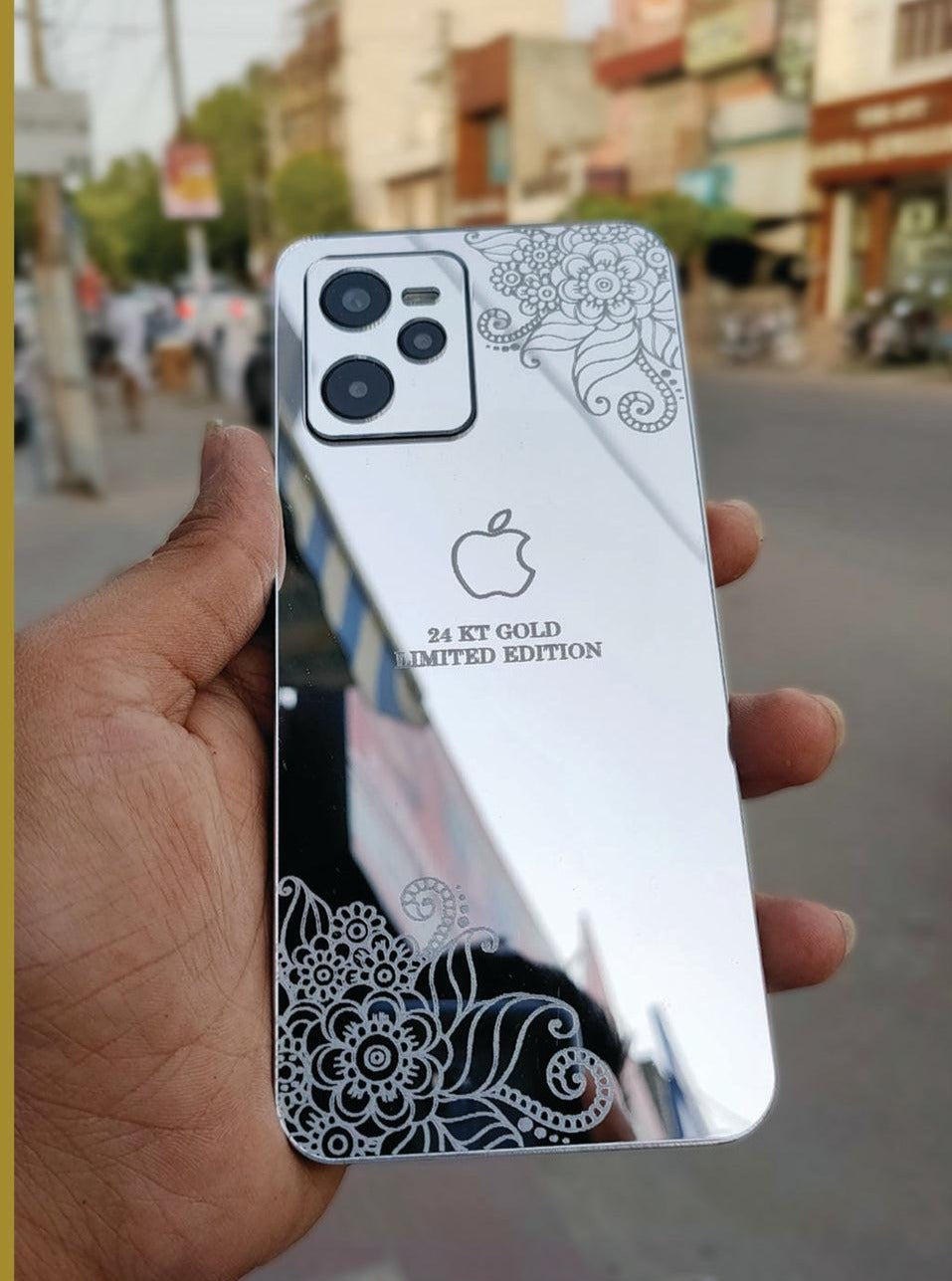 Realme C35 I.P Floral Design Silver Back Glass