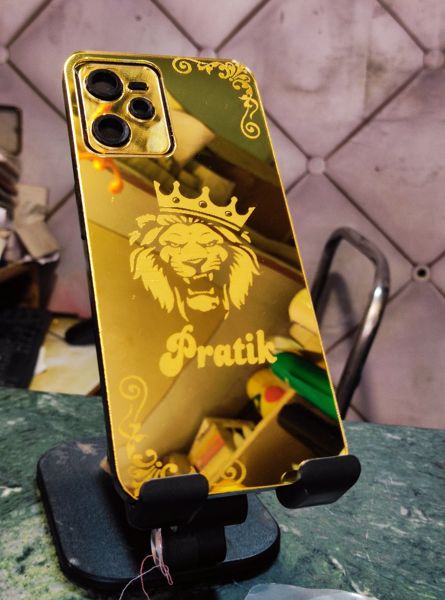 Realme C35 Small Lion Logo Golden Back Glass