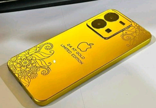 Vivo Y35 I.P Floral Design Golden Back Glass